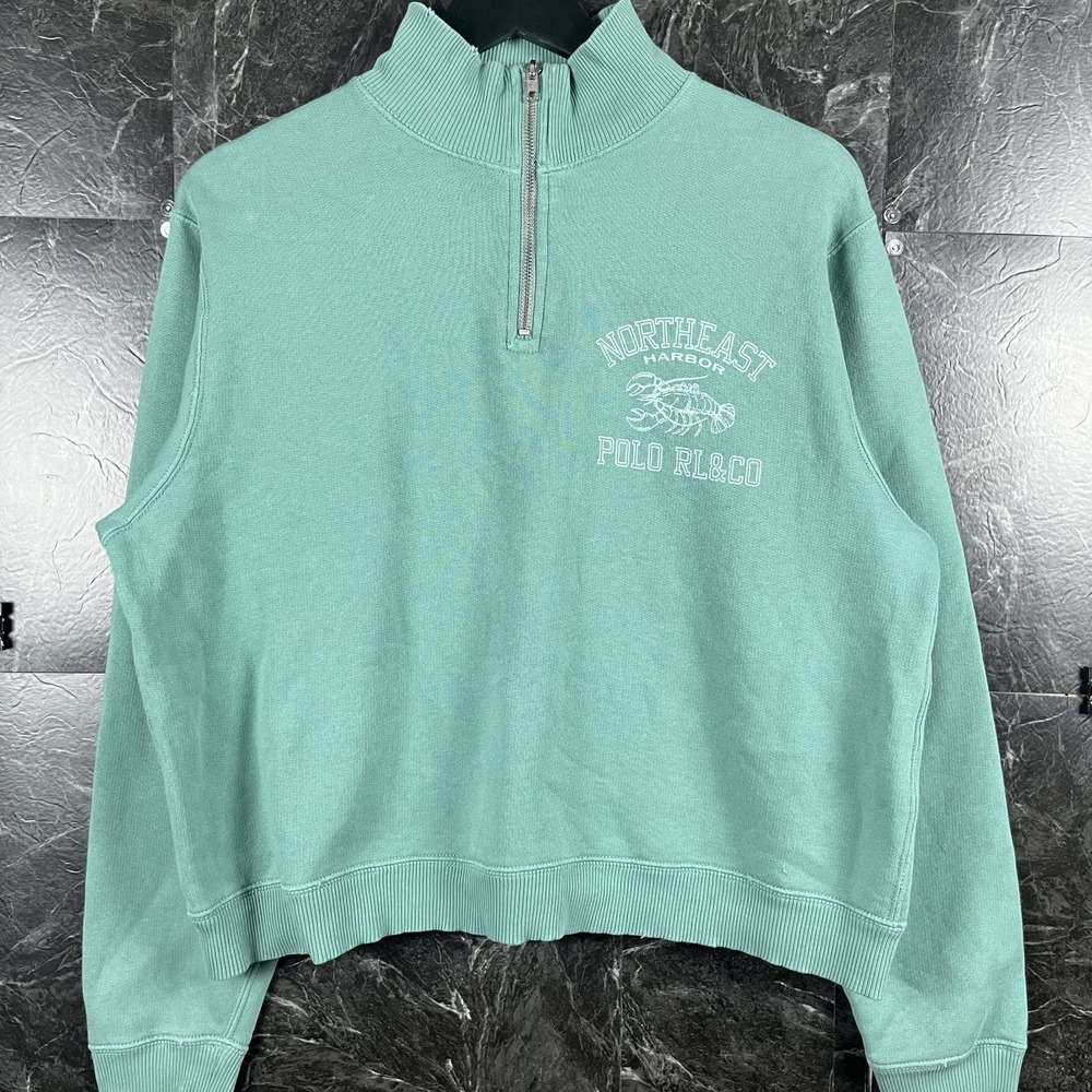 Polo Ralph Lauren Women's Green Harbor Quarter Sweatshirt XL -Flaws